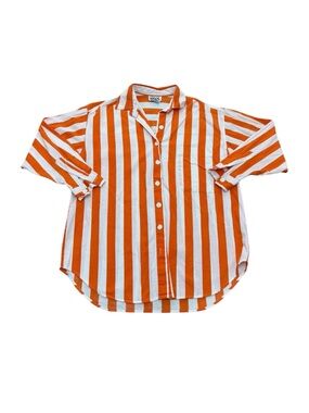 Vintage Women’s Trend Basics Orange & White Striped Blouse y2k